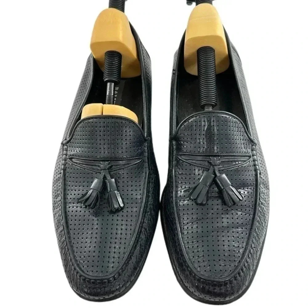 Bally mens dress shoes 12 black leather tassel penny loafers vintage 89s 90s
